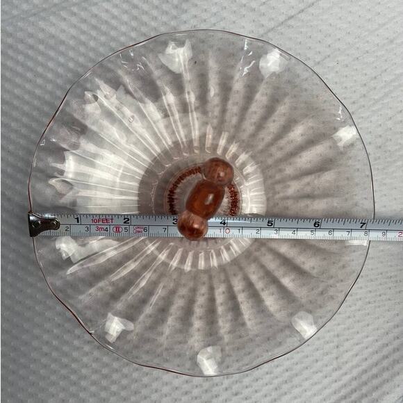 Vintage Round Pink Glass Candy Relish Plate 7.26" - Picture 4 of 5